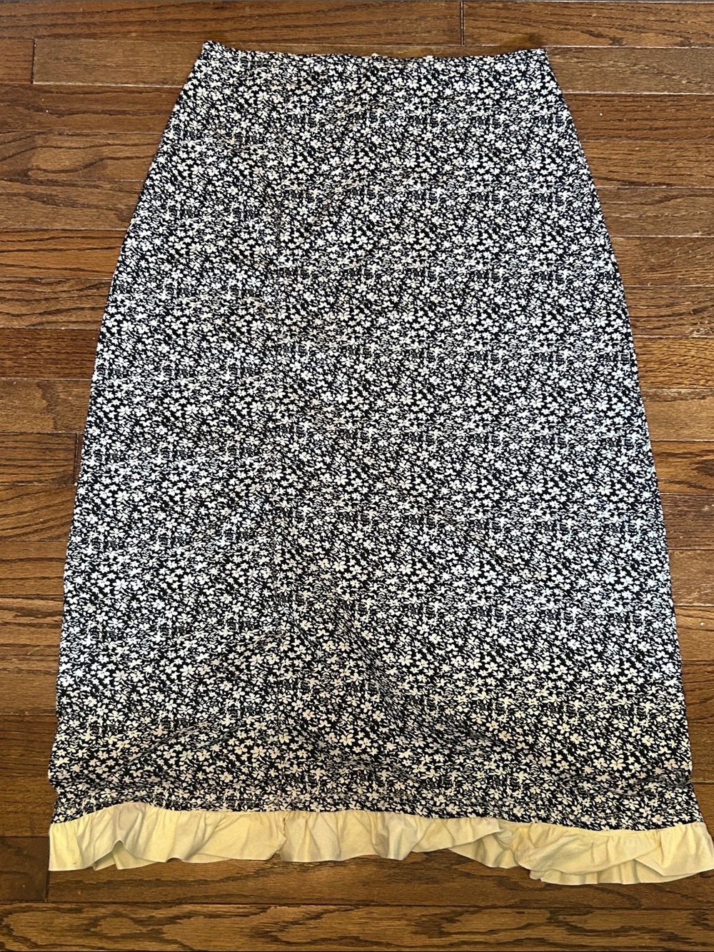 Floral Midi Skirt with Cream Ruffle Hem - Women